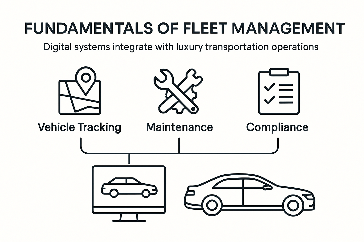 Infographic explaining core elements of fleet management