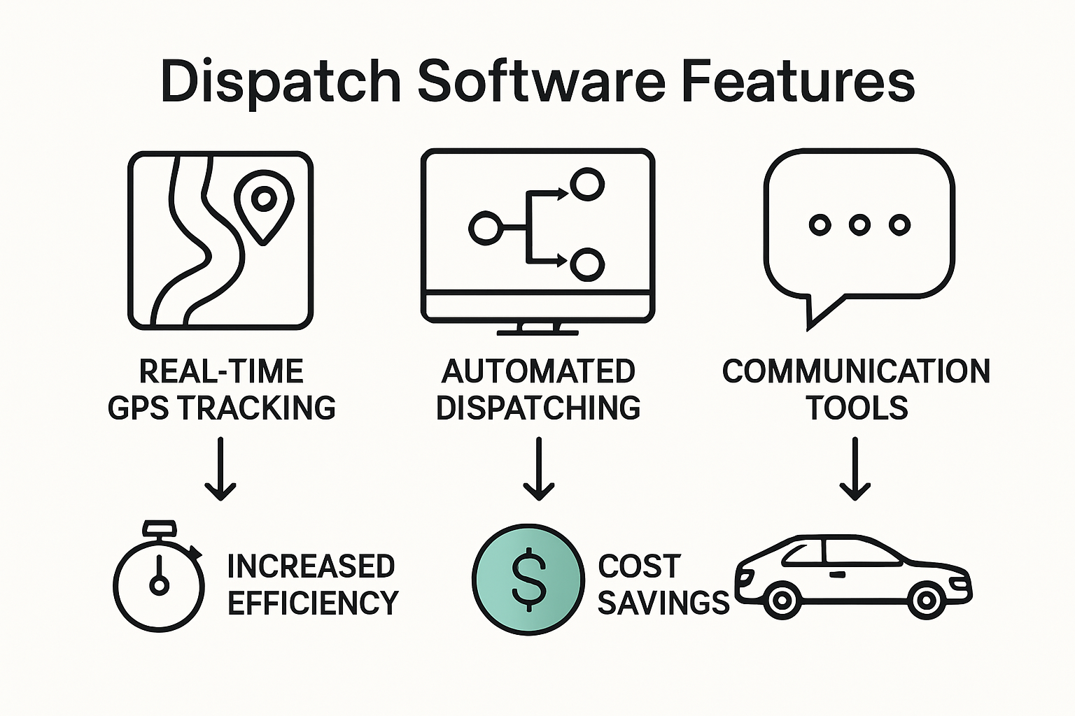 Infographic comparing top dispatch software features and benefits