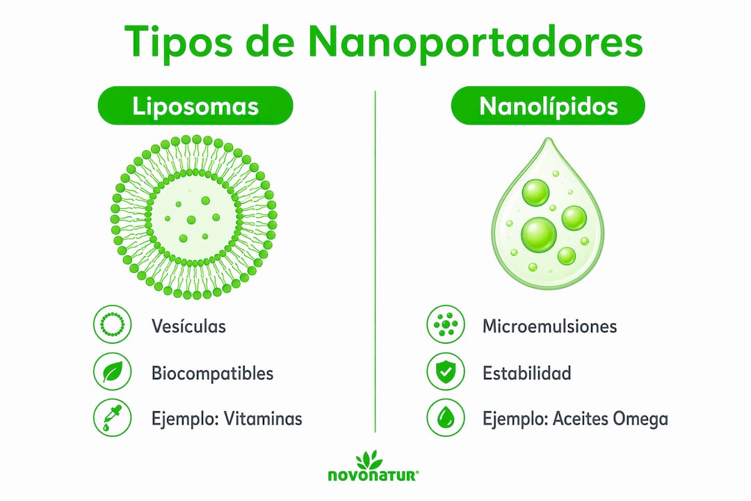 Infografía que compara las principales clases de nanoportadores