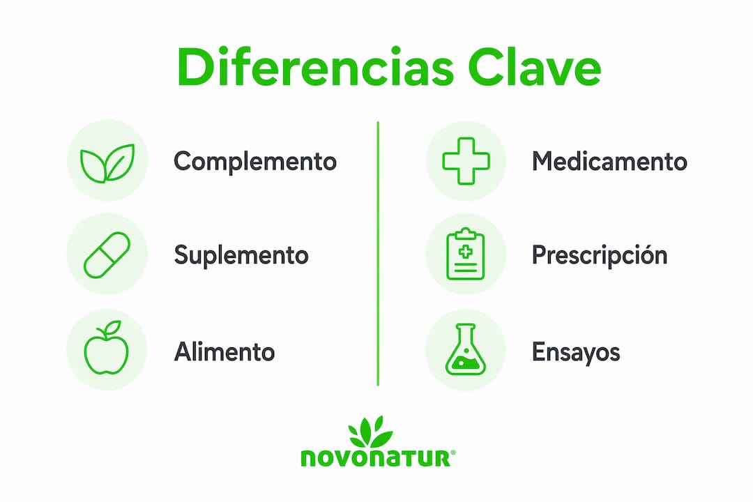 Infografía: diferencias clave entre suplementos y medicamentos