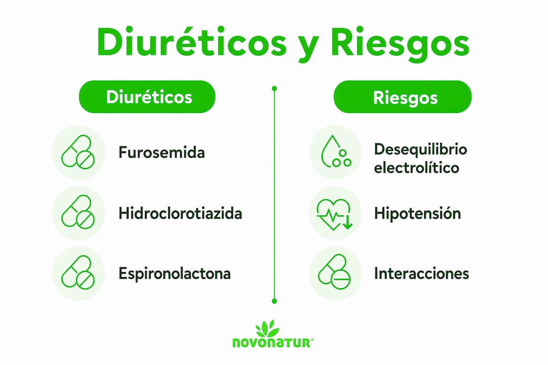 Infografía: comparación de los distintos tipos de diuréticos y sus principales riesgos