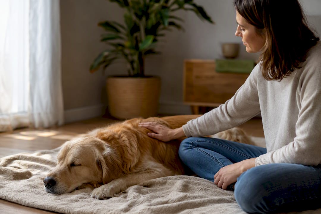 Perro relajándose con ayuda de contacto