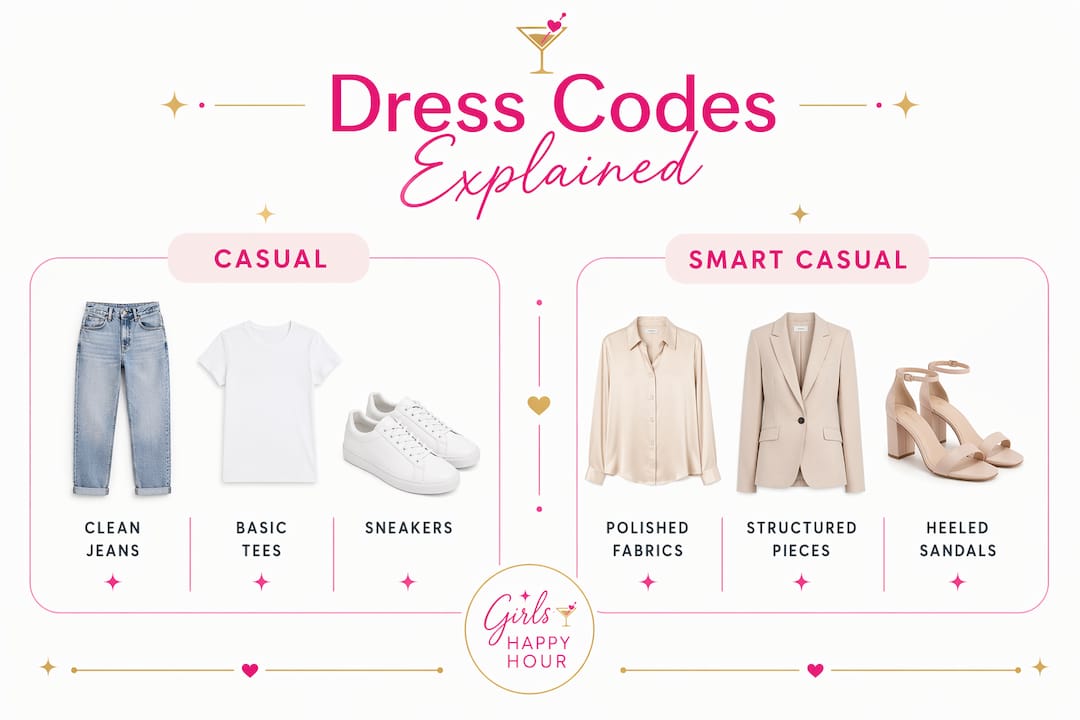 Infographic comparing casual and smart casual dress codes