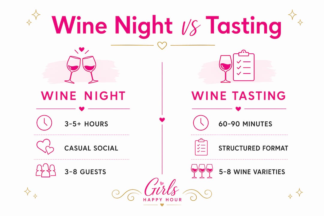 Infographic comparing wine night and wine tasting