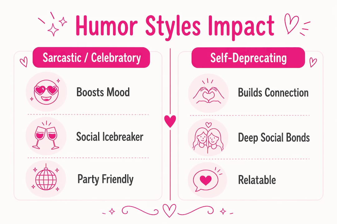 Infographic comparing humor styles in divorce shirts