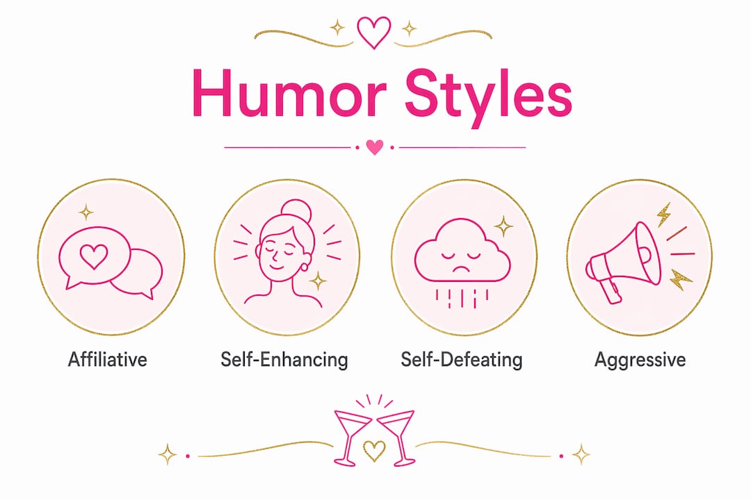 Infographic showing four girls night humor styles