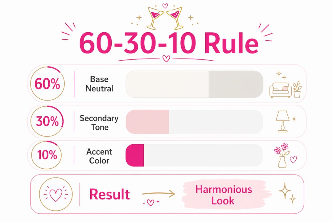Infographic explaining 60-30-10 color coordination rule