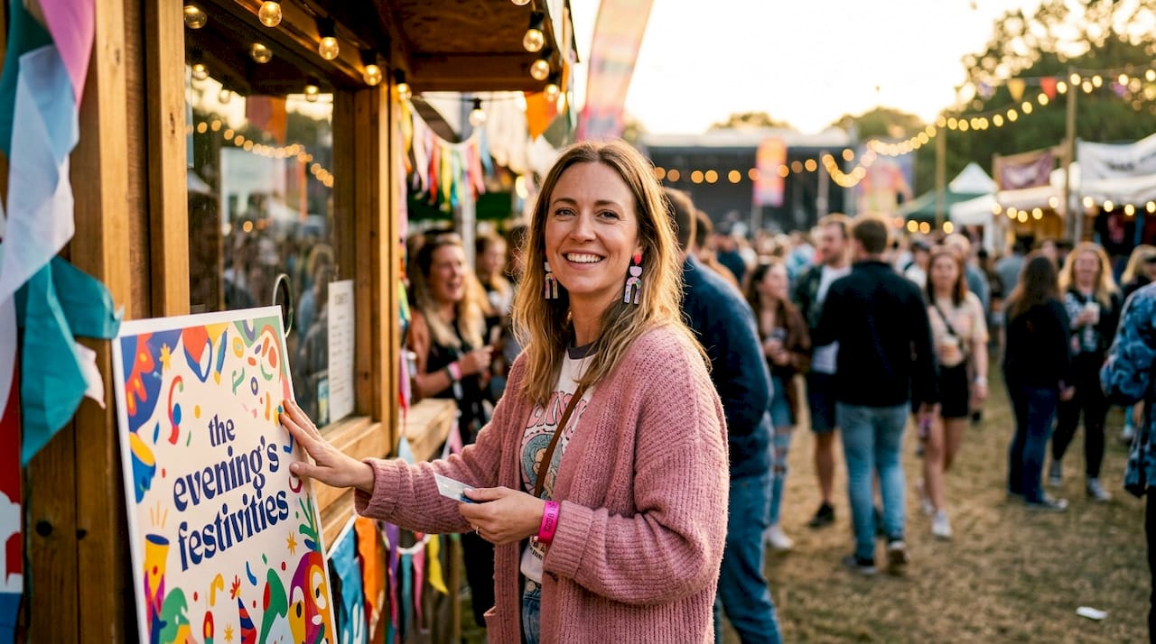Woman buying ticket for girls night event