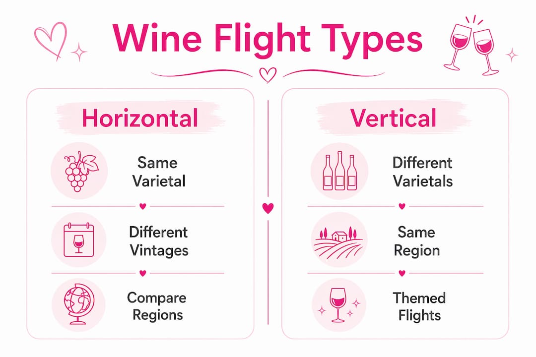 Infographic comparing types of wine flights