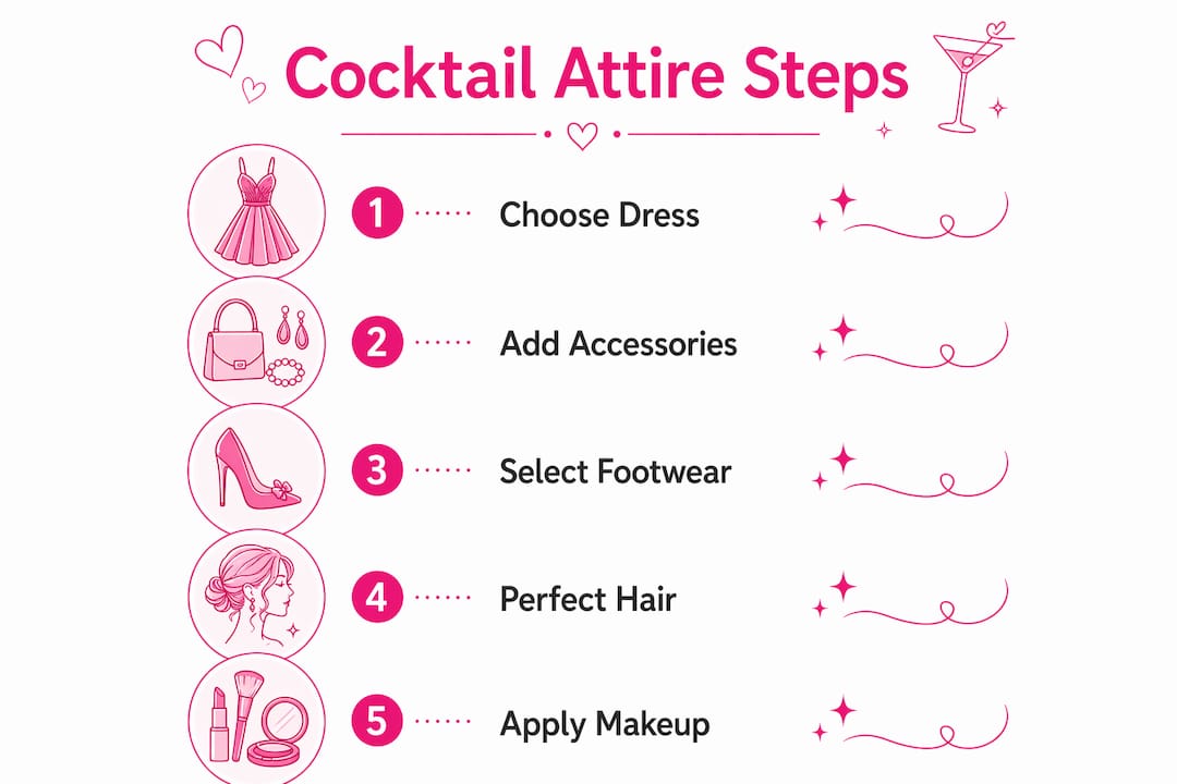 Infographic showing cocktail attire steps guide