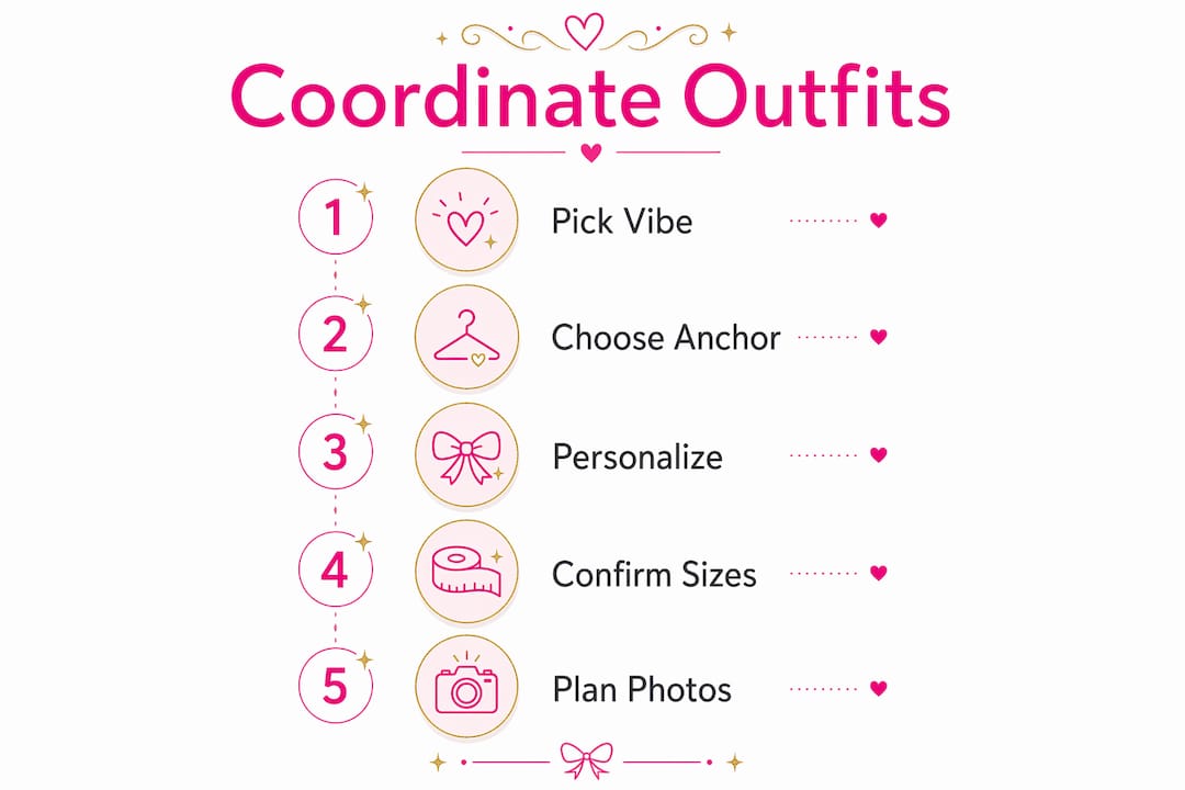 Infographic showing group outfit coordination steps