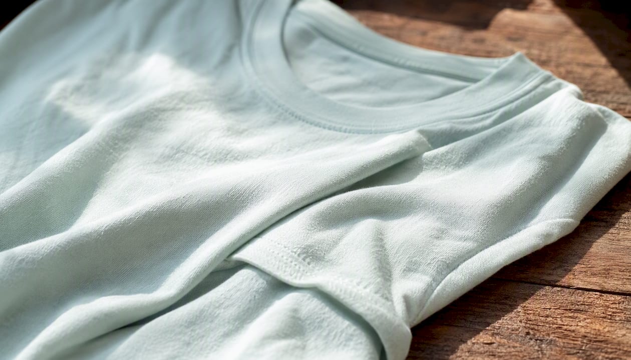Close-up of cotton fabric texture on tee