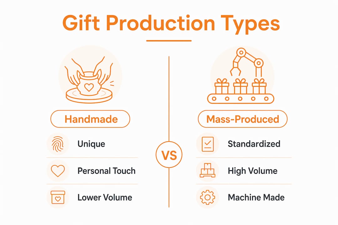 Infographic comparing handmade and mass-produced gift features
