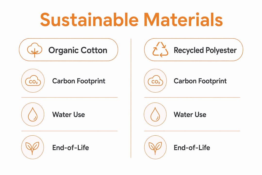 Infographic comparing organic cotton and recycled polyester
