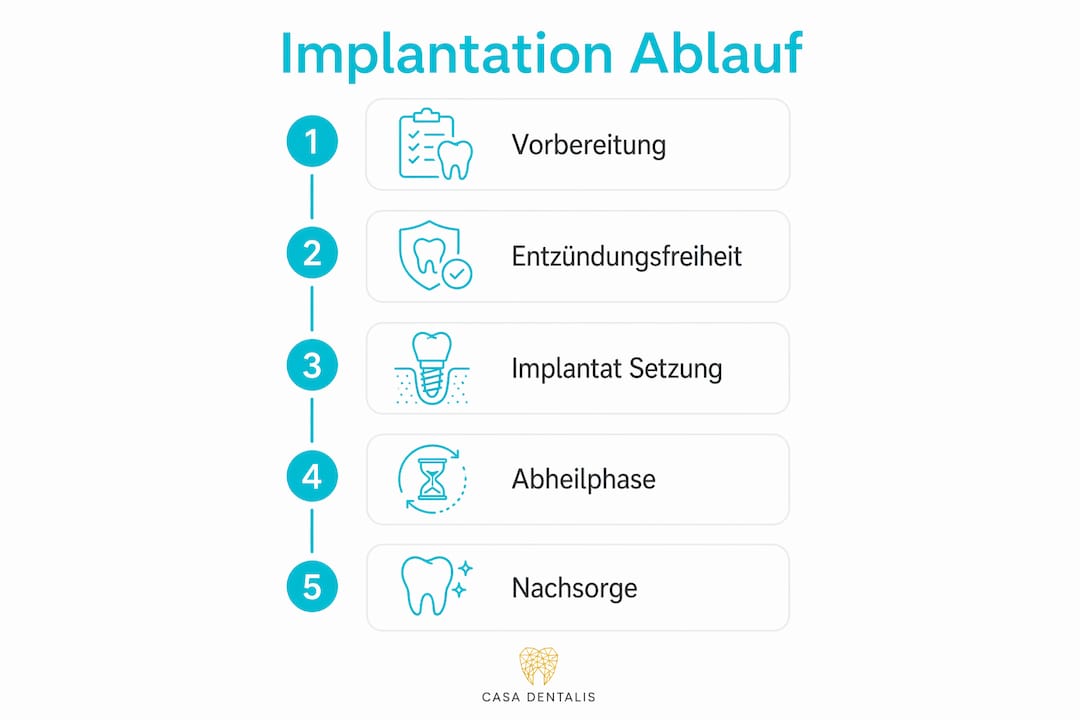 Schritt-für-Schritt: So läuft eine Implantation nach einer Parodontitis ab (Infografik)