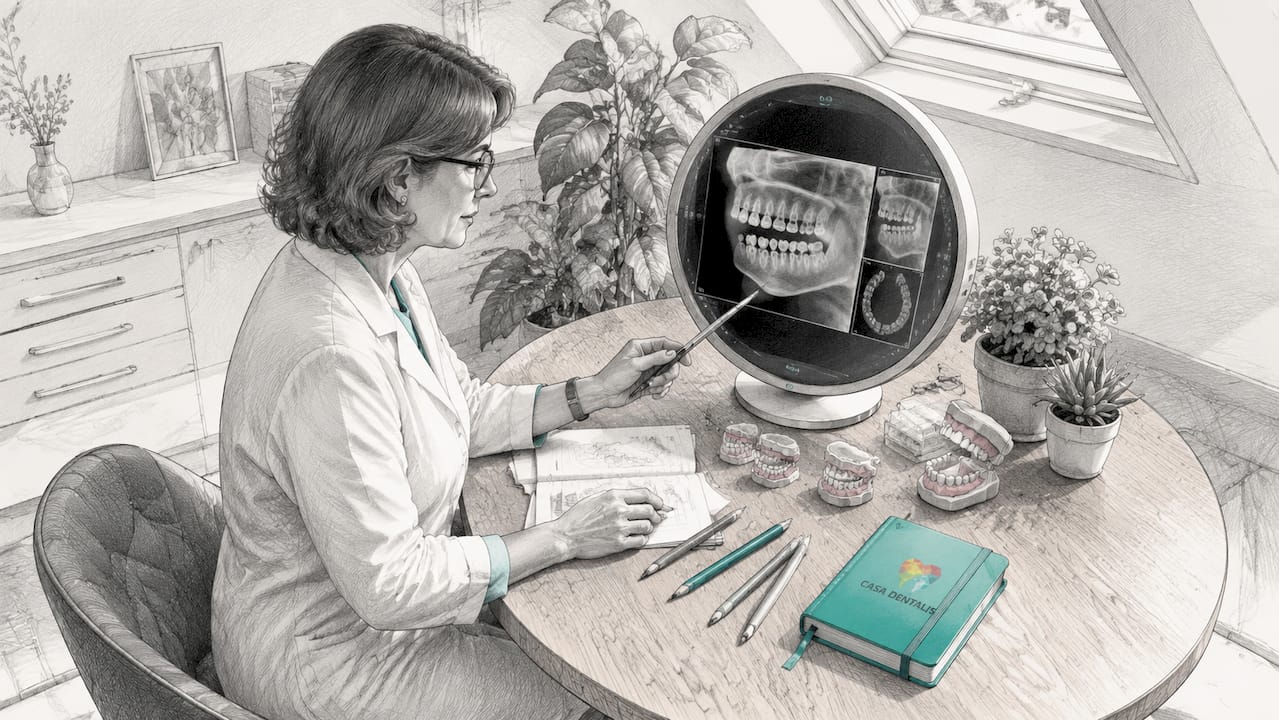 Die Zahnärztin überprüft, ob der Kieferknochen stabil und gesund genug ist.