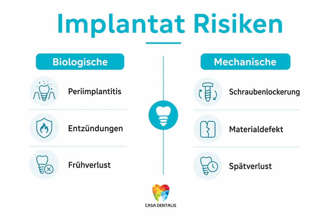 Übersicht zu biologischen und mechanischen Komplikationen bei Implantaten – anschaulich erklärt in einer Infografik