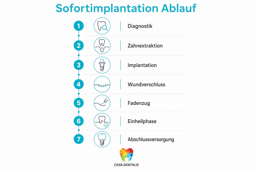Anschauliche Infografik: Der Ablauf einer Implantation Schritt für Schritt erklärt