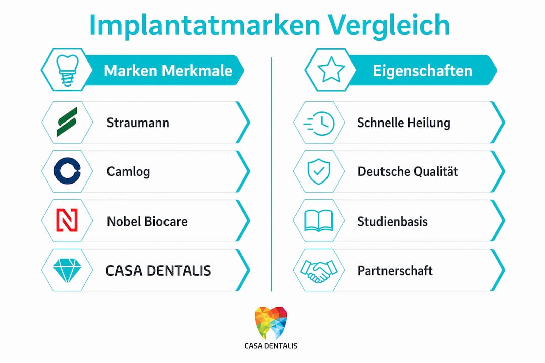 Übersicht der wichtigsten Implantatmarken im direkten Vergleich