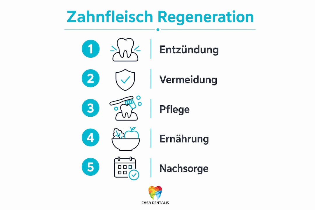 Grafik: In 5 Schritten zu gesundem Zahnfleisch