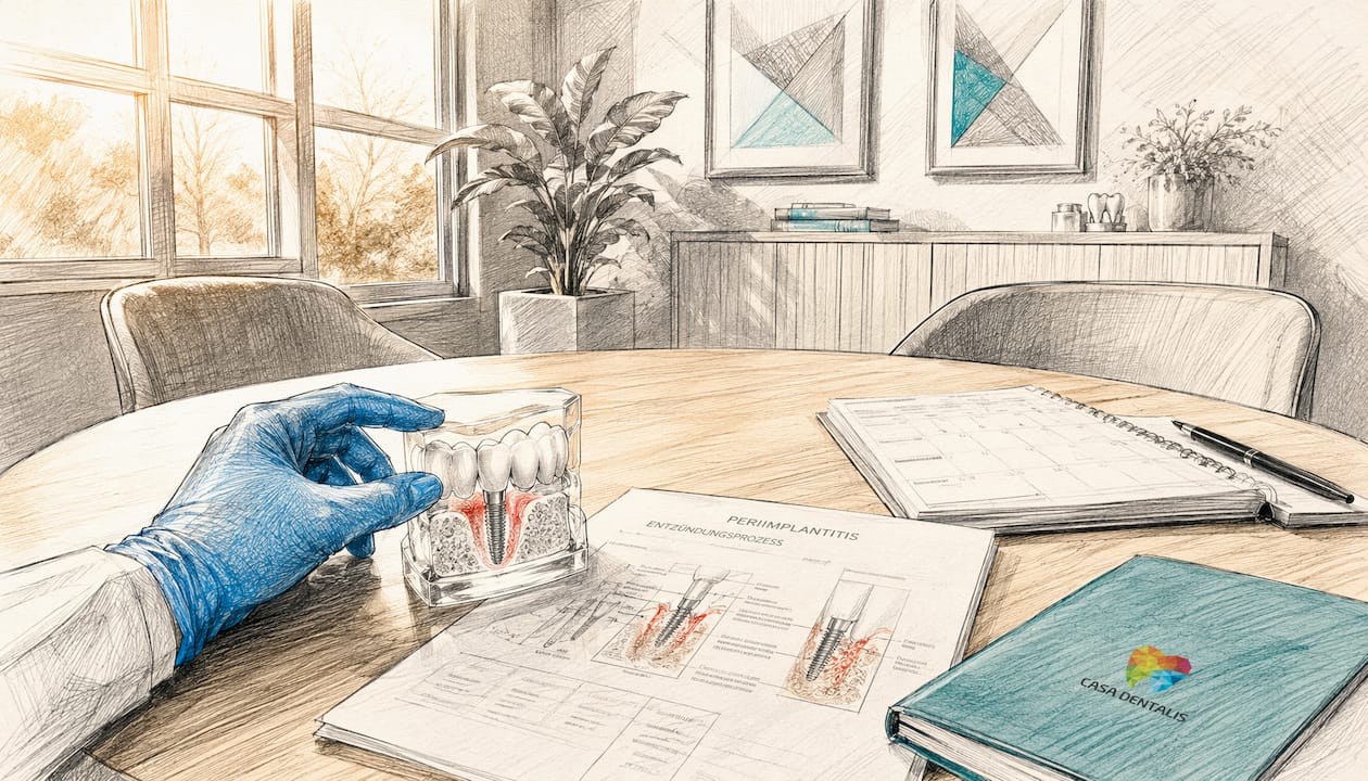 Modell zur Darstellung von Periimplantitis an Zahnimplantaten in der klinischen Praxis