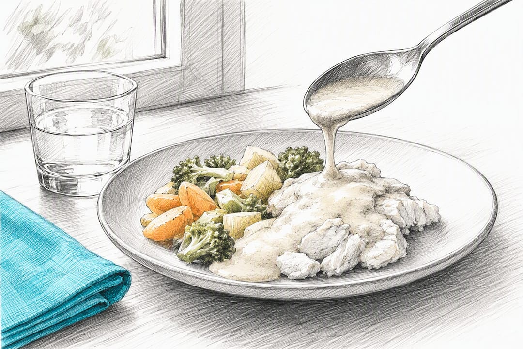 Sanfte Mahlzeit mit cremiger Soße