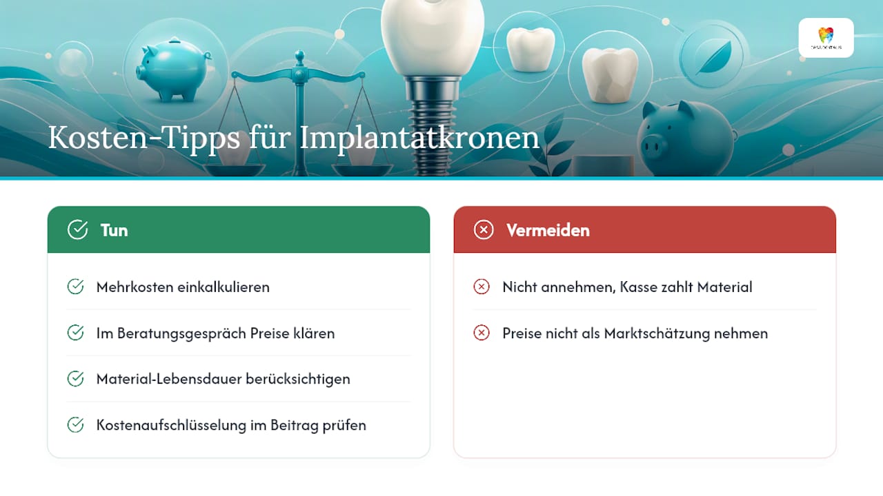Was kostet eine Implantatkrone je Material? — overview diagram