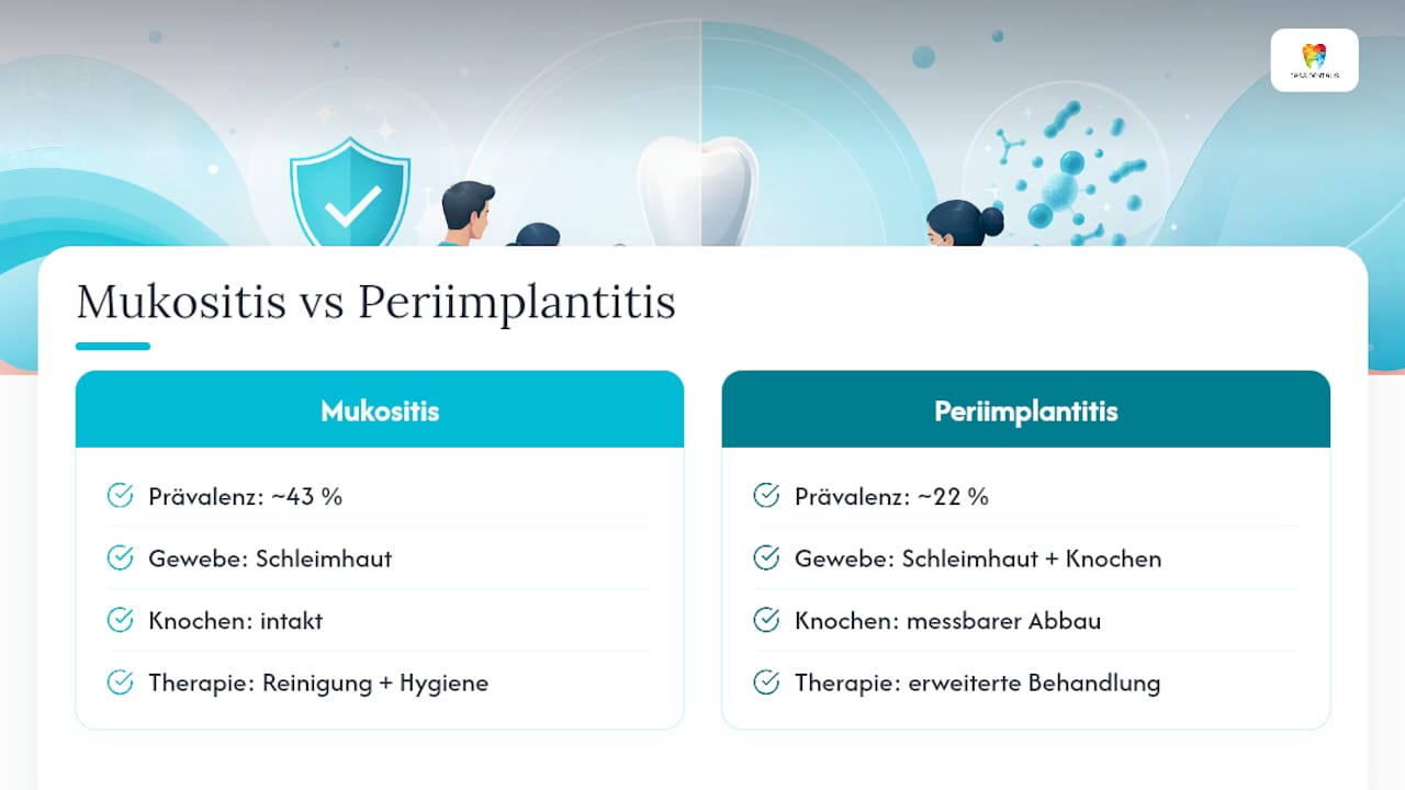 Vergleich zwischen Mukositis und Periimplantitis