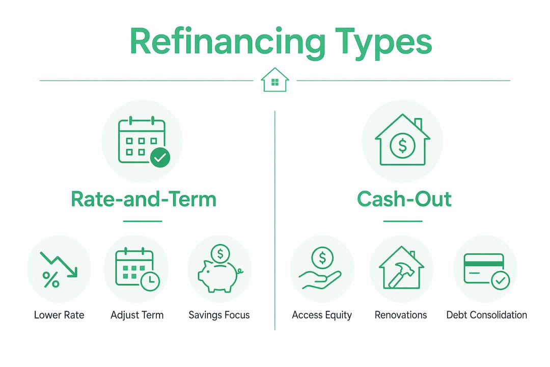 Infographic comparing main mortgage refinancing types