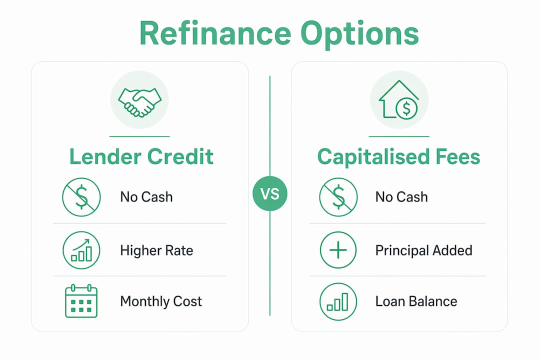 Infographic comparing lender credit vs capitalised fees