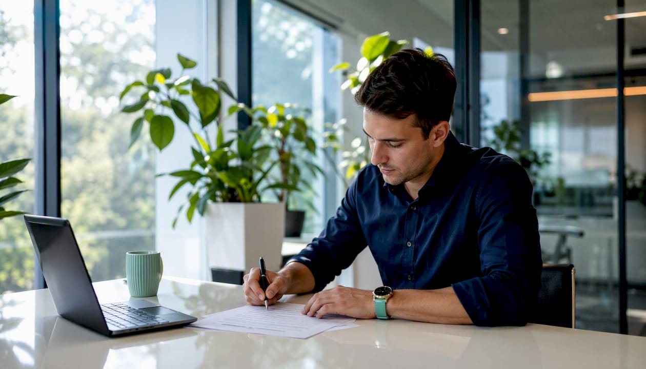 Businessperson signing loan contract