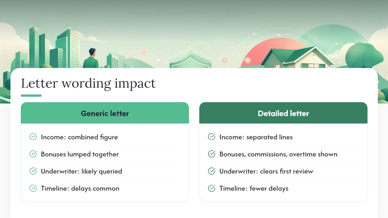 Comparison diagram of employment letter wording effects