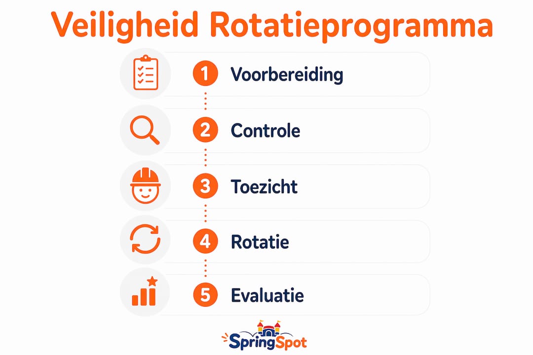 Overzichtelijke infographic met stappenplan voor een veilig rotatieprogramma