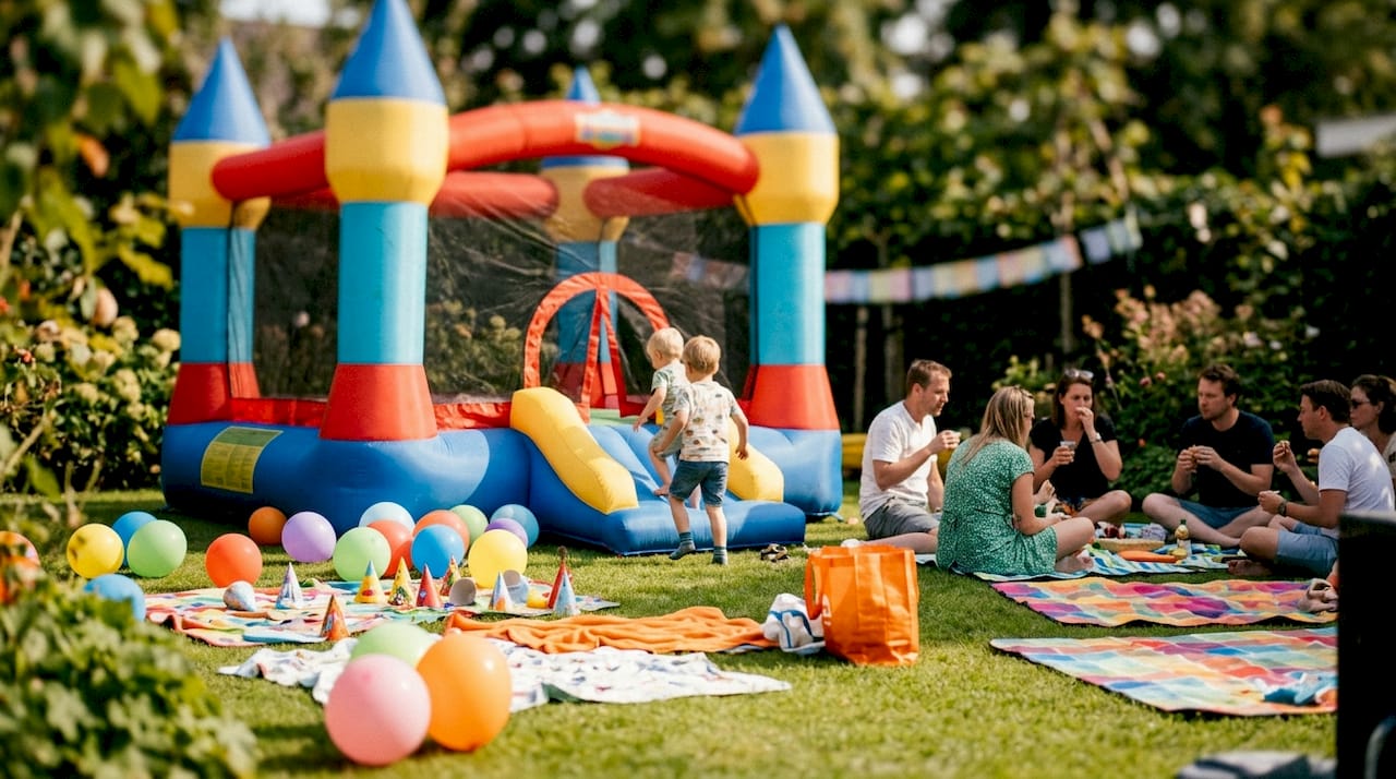 Een springkussen als blikvanger op je feestje in de tuin