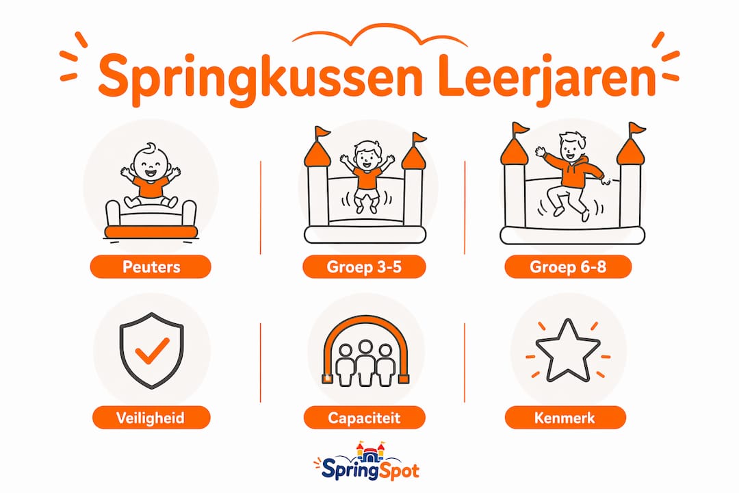 Overzichtelijke infographic: welk springkussen past bij welk leerjaar?