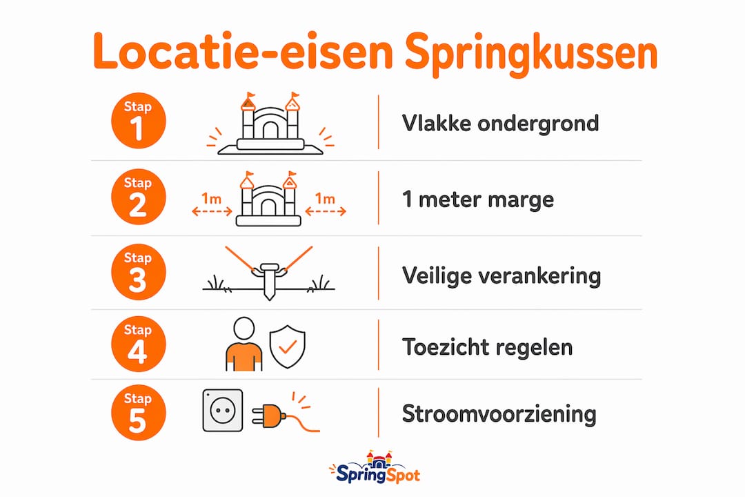 Infographic: stappenplan voor het kiezen van een geschikte locatie voor een springkussen