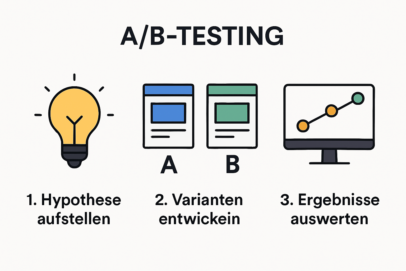Infografik: Die wichtigsten Schritte im A/B-Testverfahren auf einen Blick