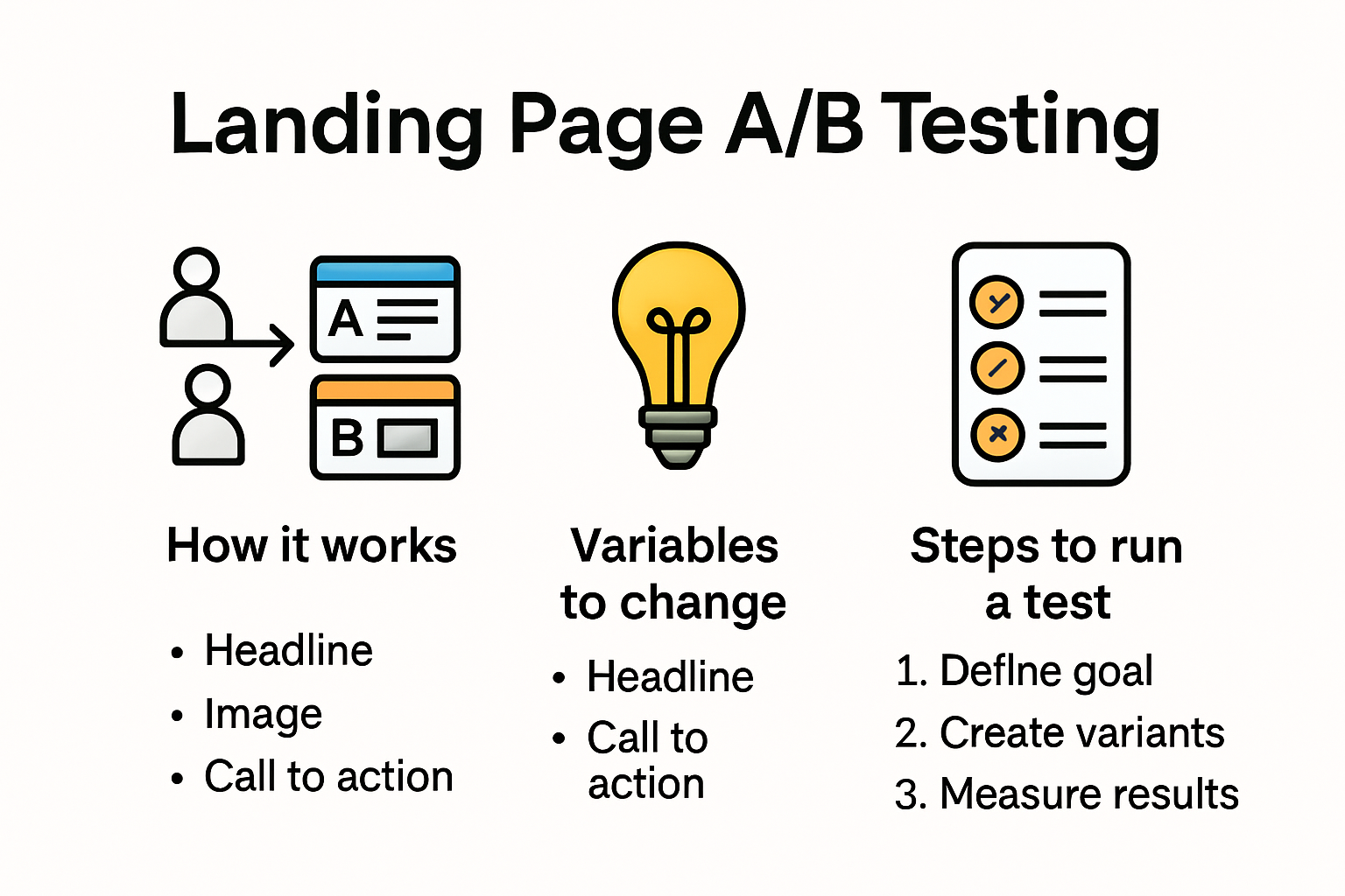 How landing page A/B testing works infographic
