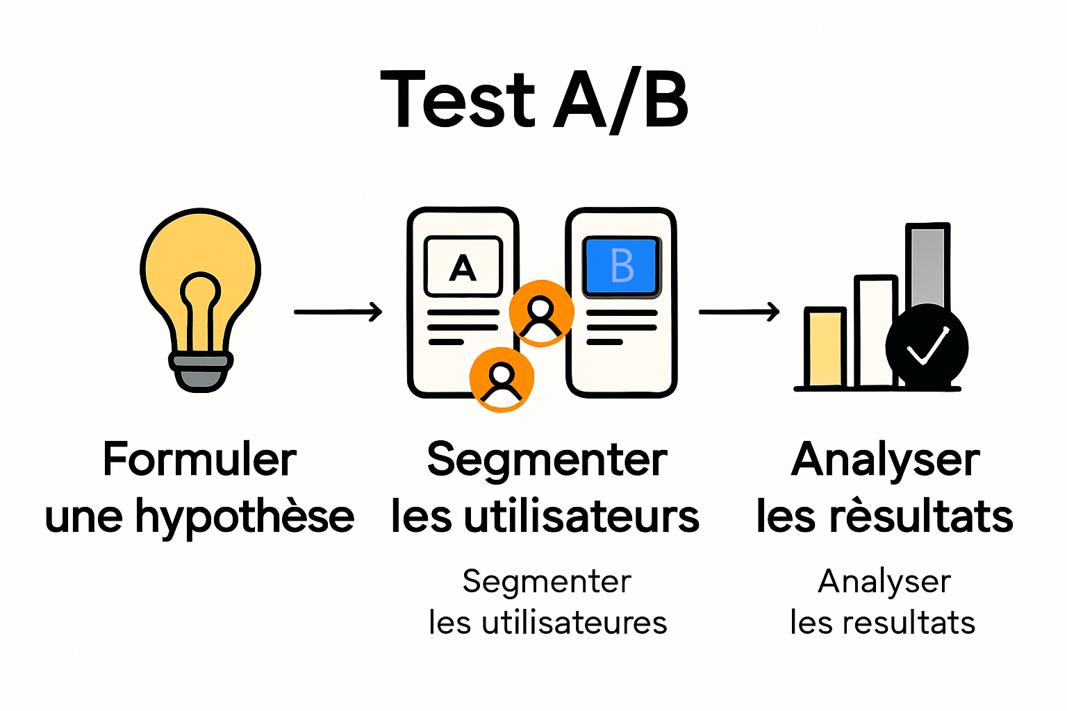 Découvrez en un coup d’œil, grâce à cette infographie, le fonctionnement d’une application d’A/B testing ainsi que ses principales fonctionnalités.