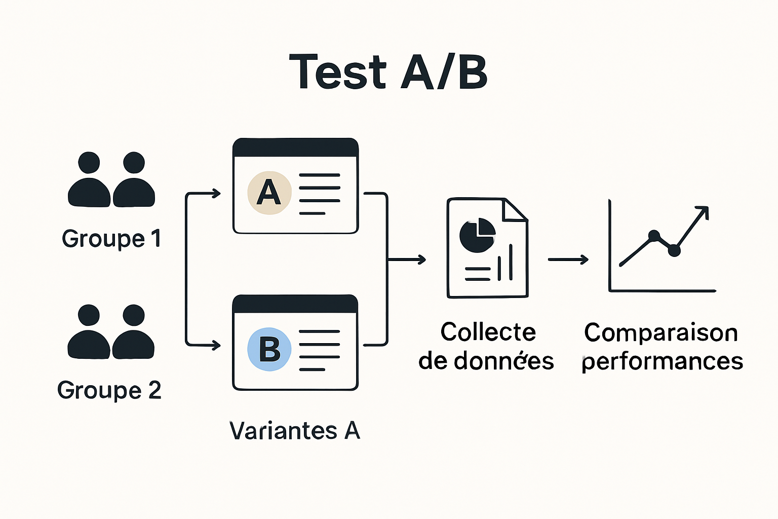 Schéma illustrant le principe de l'A/B testing