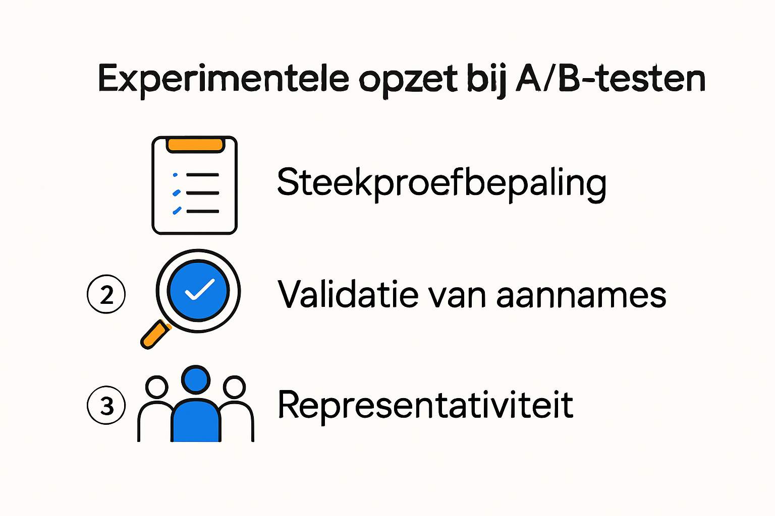 Infographic met stappen nauwkeurige opzet A/B test