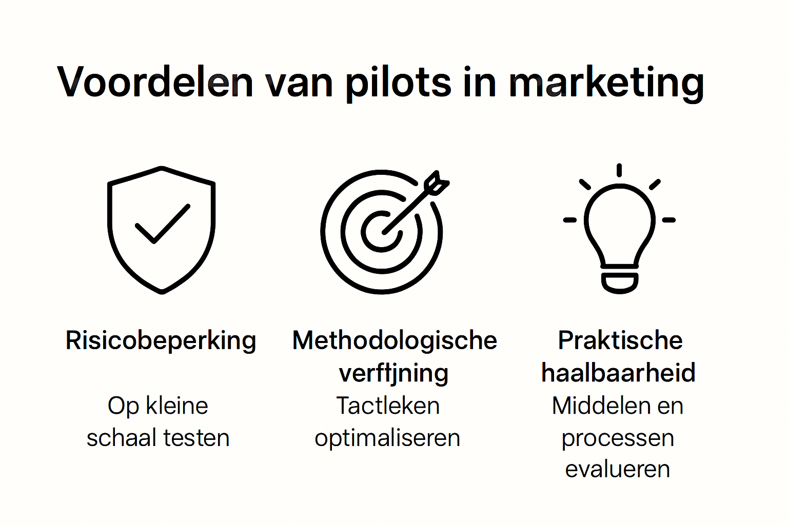 Infographic met voordelen van pilots testen in marketing