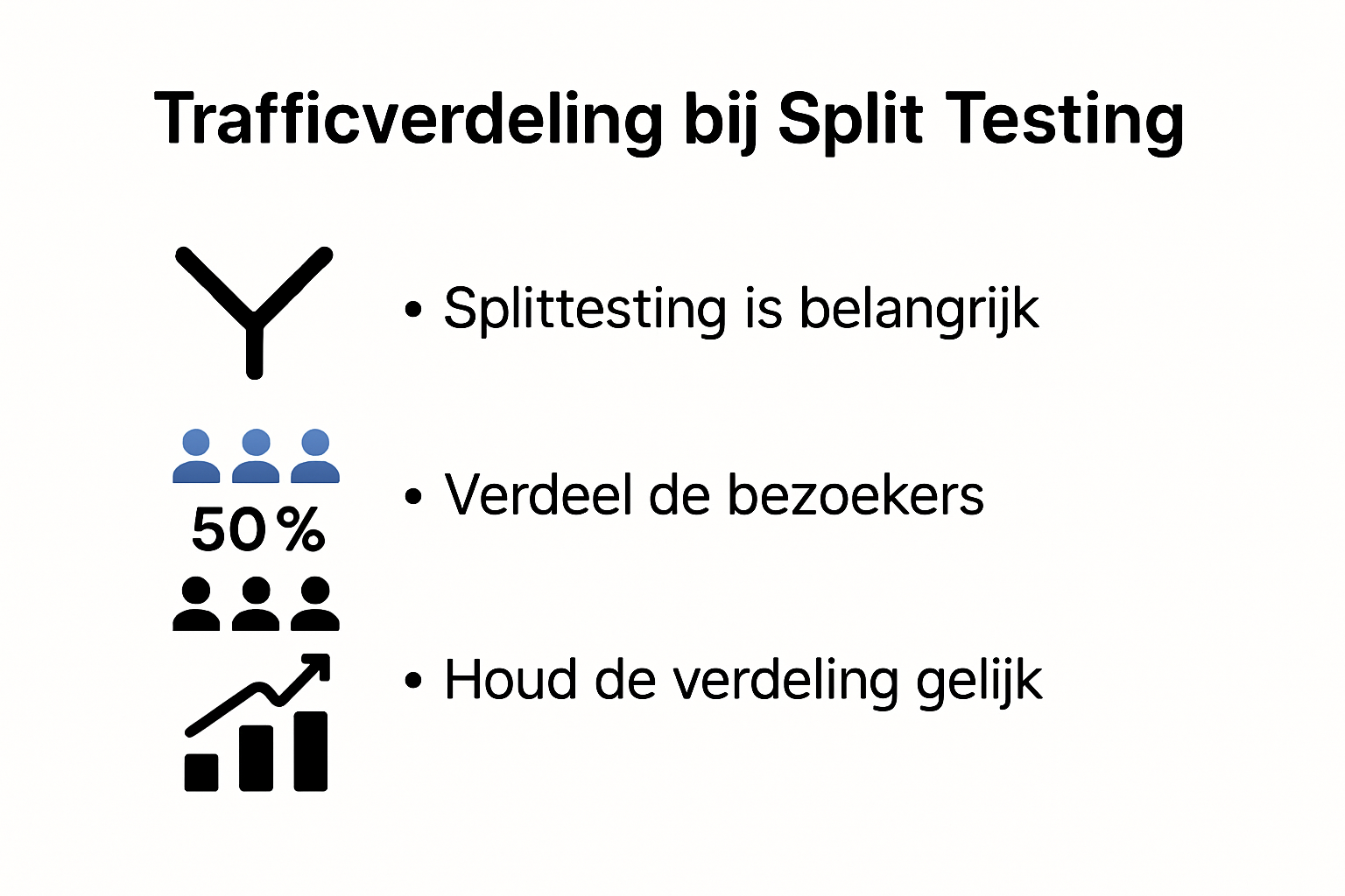 Infographic die het belang van trafficverdeling bij split testing toont