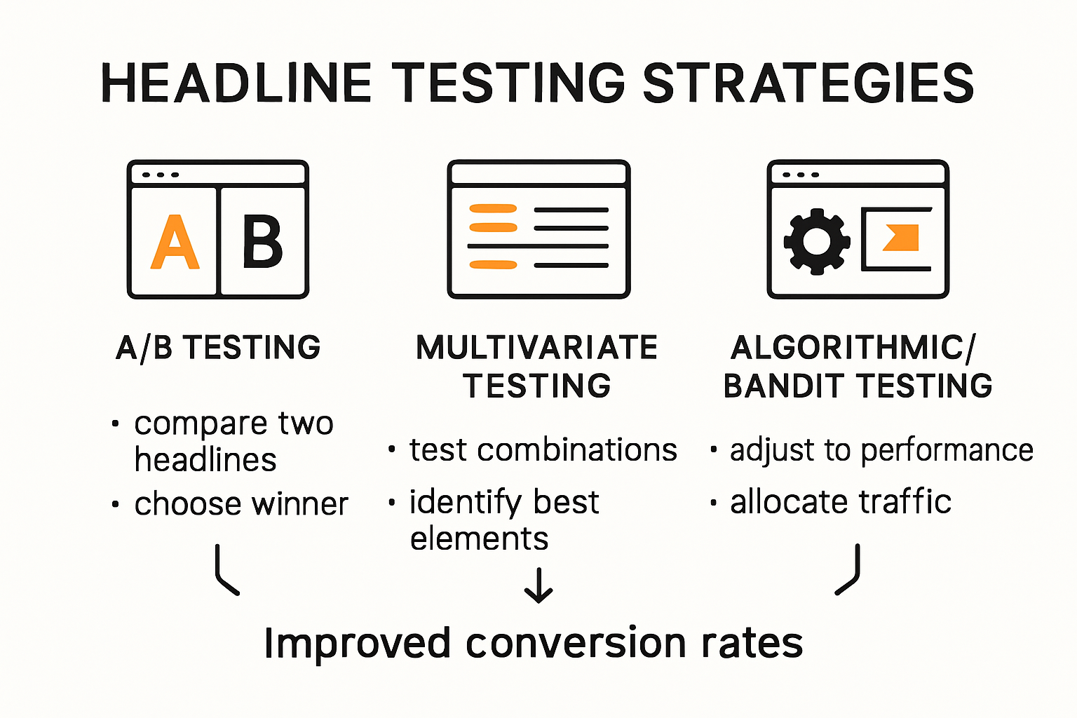 Infographic showing headline testing strategies and conversion improvements