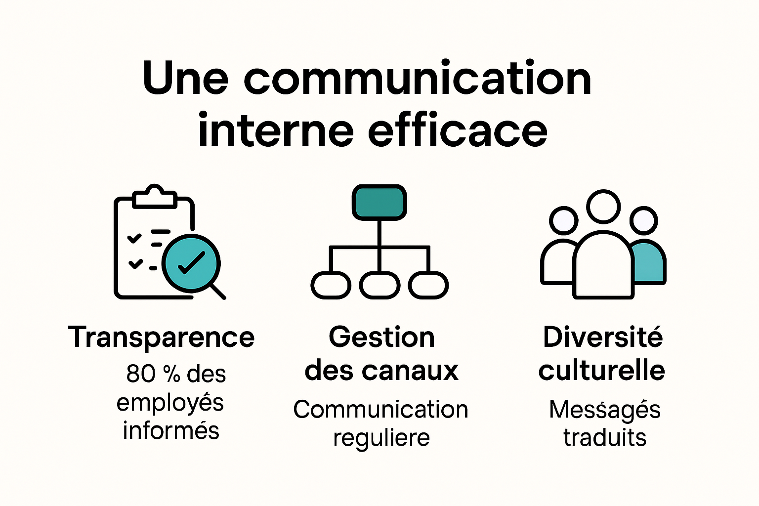 Infographie sur les piliers de la communication interne efficace