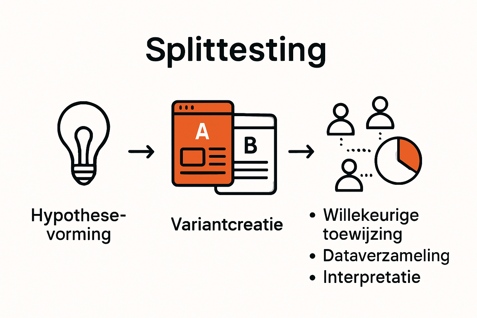 Stapsgewijze infographic over het split testing proces