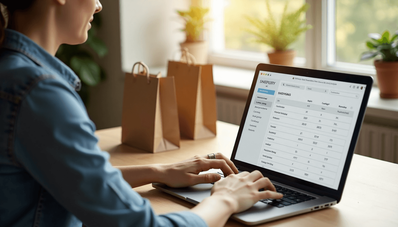 Shopper browsing ecommerce site checkout page at home