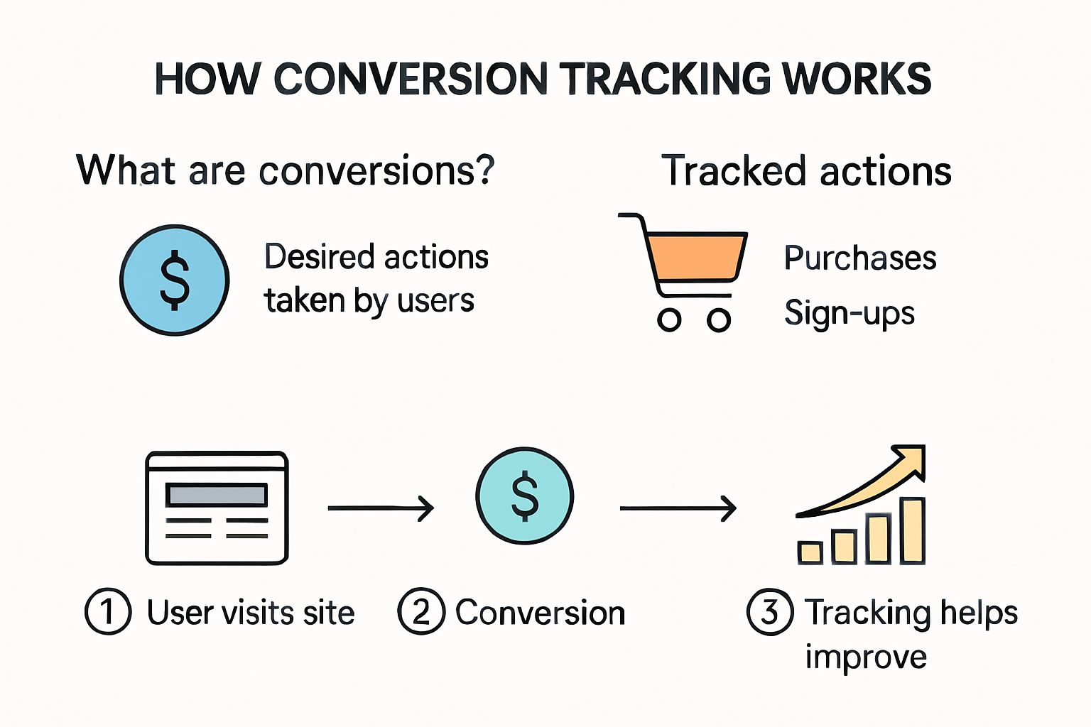 Infographic illustrating conversion tracking basics for beginners