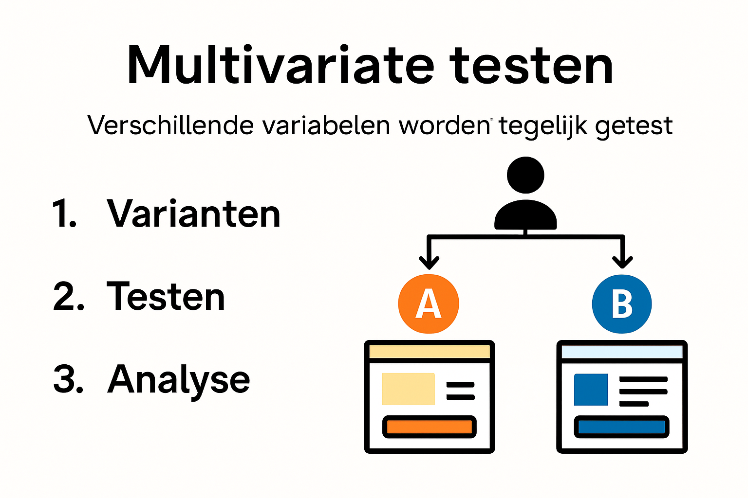 Uitleg en stappen multi variate testing visueel