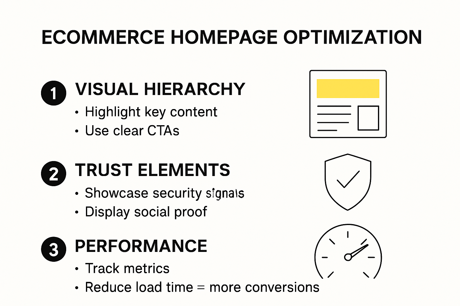 Infographic of ecommerce homepage optimization strategies and statistics